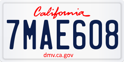 CA license plate 7MAE608