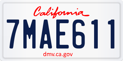 CA license plate 7MAE611