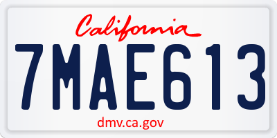 CA license plate 7MAE613