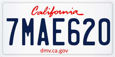 CA license plate 7MAE620