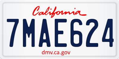 CA license plate 7MAE624