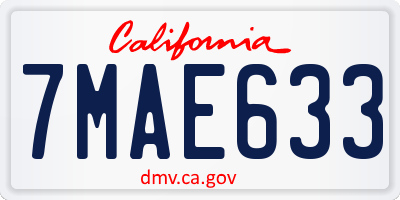 CA license plate 7MAE633