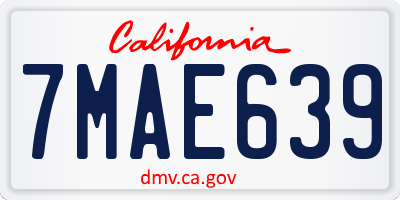 CA license plate 7MAE639