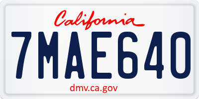 CA license plate 7MAE640