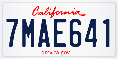 CA license plate 7MAE641