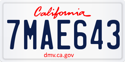 CA license plate 7MAE643