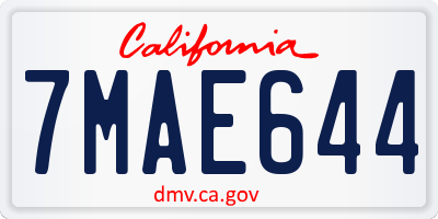 CA license plate 7MAE644