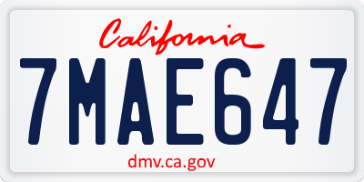 CA license plate 7MAE647