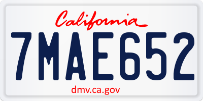 CA license plate 7MAE652