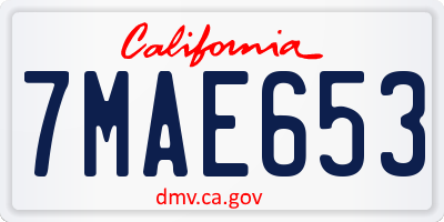 CA license plate 7MAE653