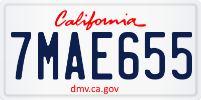 CA license plate 7MAE655