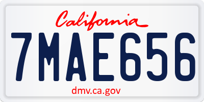 CA license plate 7MAE656