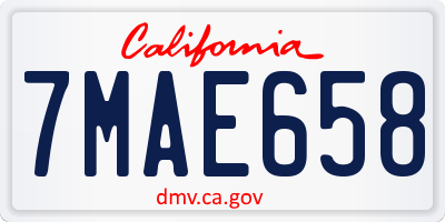 CA license plate 7MAE658