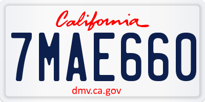 CA license plate 7MAE660