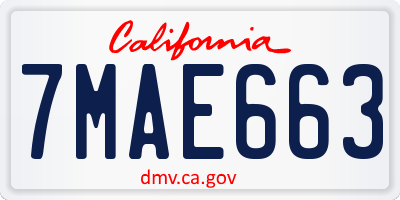 CA license plate 7MAE663