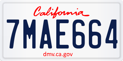 CA license plate 7MAE664