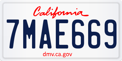 CA license plate 7MAE669