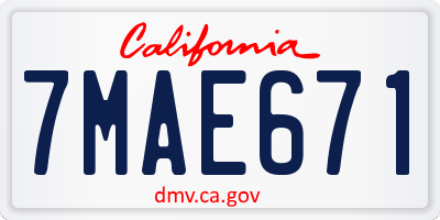 CA license plate 7MAE671