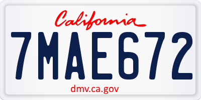 CA license plate 7MAE672