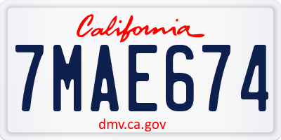 CA license plate 7MAE674