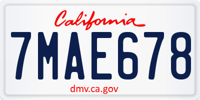CA license plate 7MAE678