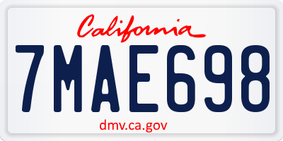 CA license plate 7MAE698