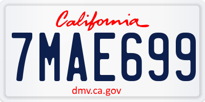 CA license plate 7MAE699