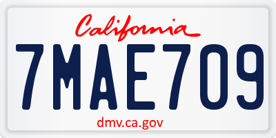 CA license plate 7MAE709