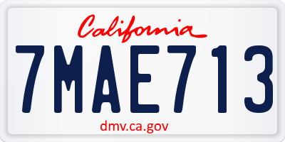 CA license plate 7MAE713