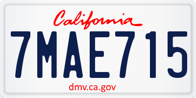 CA license plate 7MAE715