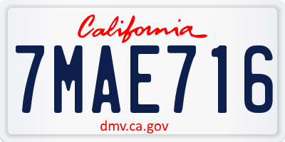 CA license plate 7MAE716