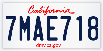 CA license plate 7MAE718
