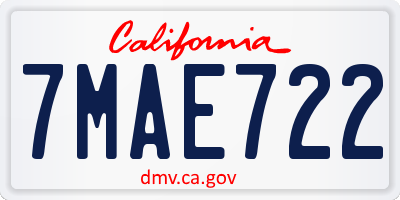 CA license plate 7MAE722