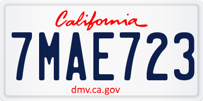 CA license plate 7MAE723