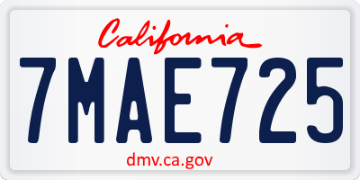 CA license plate 7MAE725