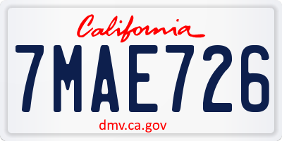 CA license plate 7MAE726