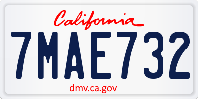 CA license plate 7MAE732