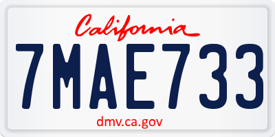 CA license plate 7MAE733