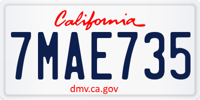 CA license plate 7MAE735