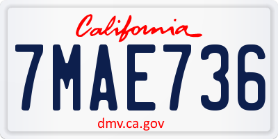 CA license plate 7MAE736