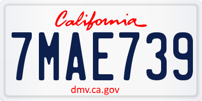 CA license plate 7MAE739