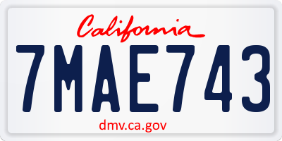 CA license plate 7MAE743