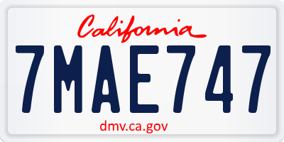 CA license plate 7MAE747