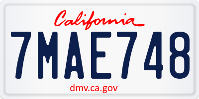 CA license plate 7MAE748