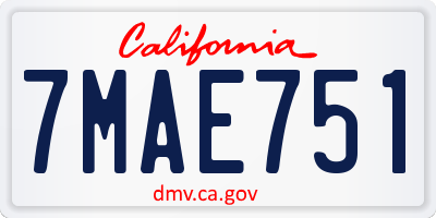 CA license plate 7MAE751