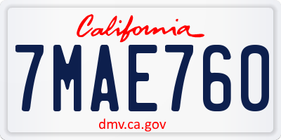 CA license plate 7MAE760