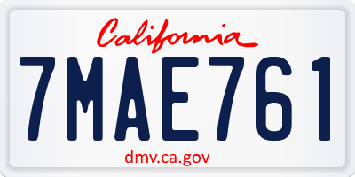 CA license plate 7MAE761