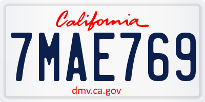 CA license plate 7MAE769