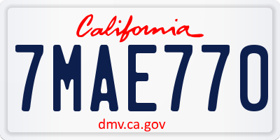 CA license plate 7MAE770