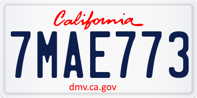 CA license plate 7MAE773